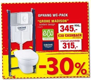 Promoties Ophang wc-packs grohe madison - Grohe - Geldig van 12/10/2016 tot 23/10/2016 bij Hubo