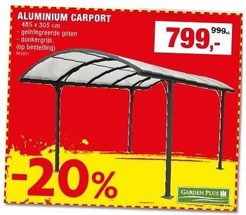 Promoties Aluminium carport - Garden Plus  - Geldig van 12/10/2016 tot 23/10/2016 bij Hubo