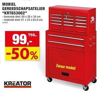 Promotions Mobiel gereedschapsatelier krt653002 - Kreator - Valide de 12/10/2016 à 23/10/2016 chez Hubo