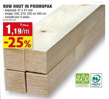 Promoties Ruw hout in promopak - Merk onbekend - Geldig van 12/10/2016 tot 23/10/2016 bij Hubo