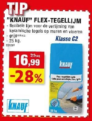 Promotions Knauf flex-tegellijm - Knauf - Valide de 12/10/2016 à 23/10/2016 chez Hubo