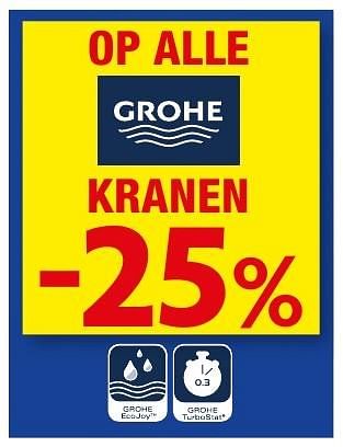 Promotions -25% op alle grohe kranen - Grohe - Valide de 12/10/2016 à 23/10/2016 chez Hubo