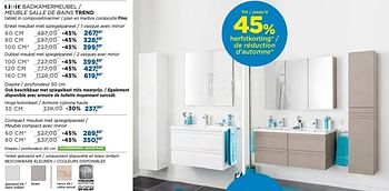 Promoties Badkamermeubel - meuble salle de bains trend - Linie - Geldig van 04/10/2016 tot 29/10/2016 bij X2O