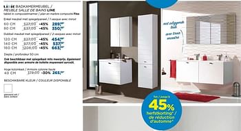 Promotions Badkamermeubel - meuble salle de bains line - Linie - Valide de 04/10/2016 à 29/10/2016 chez X2O