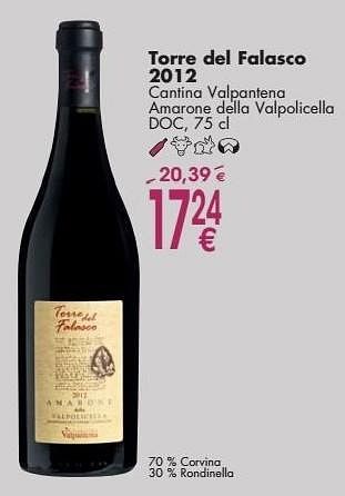 Promoties Torre del falasco 2012 cantina valpantena amarone della valpolicella - Rode wijnen - Geldig van 03/10/2016 tot 31/10/2016 bij Cora