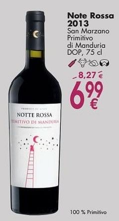 Promoties Note rossa 2013 san marzano primitivo di manduria - Rode wijnen - Geldig van 03/10/2016 tot 31/10/2016 bij Cora