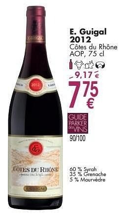 Promoties E. guigal 2012 côtes du rhône - Rode wijnen - Geldig van 03/10/2016 tot 31/10/2016 bij Cora