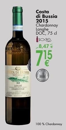 Promoties Costa di bussia 2015 chardonnay langhe - Witte wijnen - Geldig van 03/10/2016 tot 31/10/2016 bij Cora