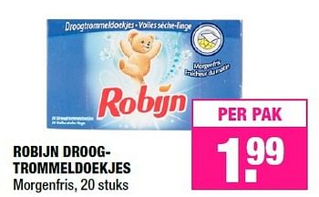 Promoties Robijn droogtrommeldoekjes - Robijn - Geldig van 10/10/2016 tot 23/10/2016 bij Big Bazar