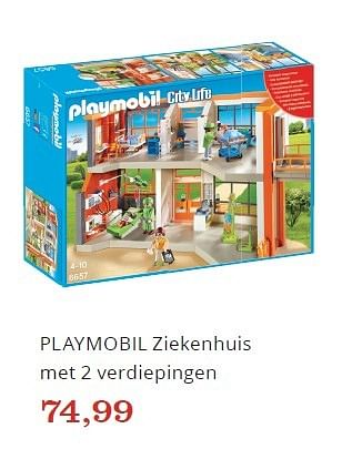 Promoties Playmobil ziekenhuis met 2 verdiepingen - Playmobil - Geldig van 07/10/2016 tot 03/11/2016 bij Bol.com