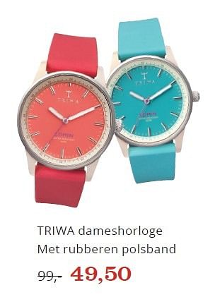 Promoties Triwa dameshorloge met rubberen polsband - Triwa - Geldig van 07/10/2016 tot 03/11/2016 bij Bol.com