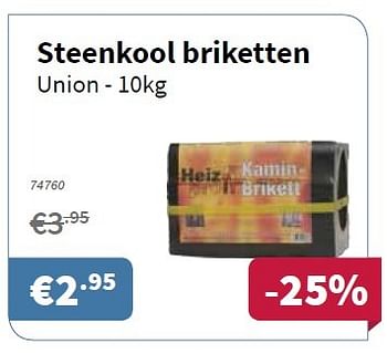Promotions Steenkool briketten union - Heizprofi - Valide de 06/10/2016 à 19/10/2016 chez Cevo Market