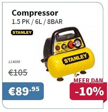 Promoties Stanley compressor - Stanley - Geldig van 06/10/2016 tot 19/10/2016 bij Cevo Market