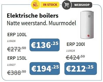 Promoties Elektrische boilers natte weerstand. muurmodel - Huismerk - Cevo - Geldig van 06/10/2016 tot 19/10/2016 bij Cevo Market
