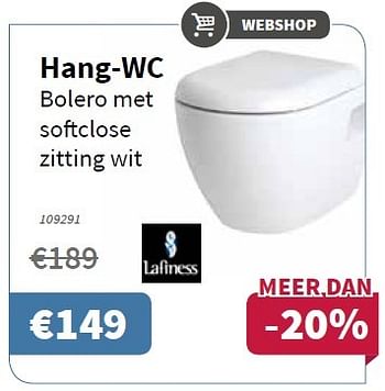 Promoties Hang-wc bolero met softclose zitting wit - Lafinesse - Geldig van 06/10/2016 tot 19/10/2016 bij Cevo Market