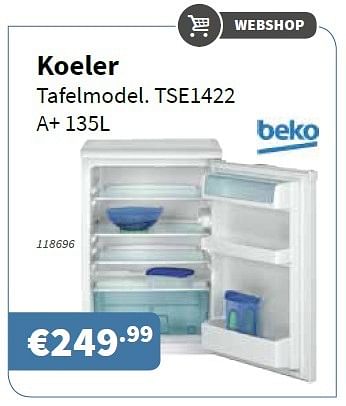 Promotions Koeler tafelmodel. tse1422 a+ 135l - Beko - Valide de 06/10/2016 à 19/10/2016 chez Cevo Market