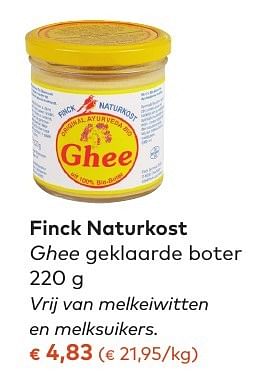 Promotions Finck naturkost ghee geklaarde boter - Finck Naturkost - Valide de 05/10/2016 à 01/11/2016 chez Bioplanet