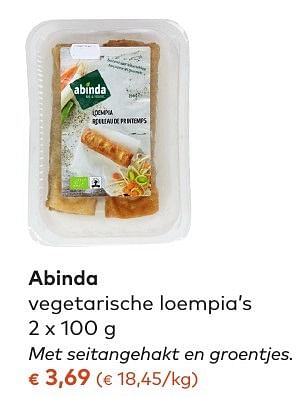 Promoties Abinda vegetarische loempia`s - Abinda - Geldig van 05/10/2016 tot 01/11/2016 bij Bioplanet