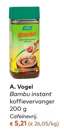 Promotions A. vogel bambu instant koffievervanger - A. Vogel - Valide de 05/10/2016 à 01/11/2016 chez Bioplanet