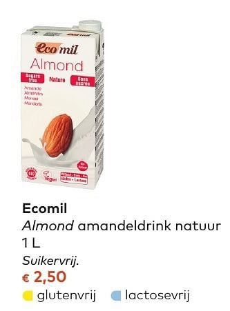 Promotions Ecomil almond amandeldrink natuur - Ecomil - Valide de 05/10/2016 à 01/11/2016 chez Bioplanet