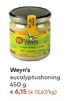 Promotions Weyn`s eucalyptushoning - Weyn's - Valide de 05/10/2016 à 01/11/2016 chez Bioplanet