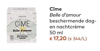 Promotions Cîme belle d`amour beschermende dagen nachtcrème - Cime - Valide de 05/10/2016 à 01/11/2016 chez Bioplanet