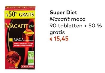 Promoties Super diet macafit maca - Super Diet - Geldig van 05/10/2016 tot 01/11/2016 bij Bioplanet