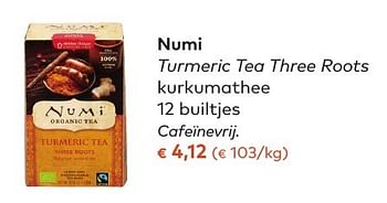 Promoties Numi turmeric tea three roots kurkumathee - Numi - Geldig van 05/10/2016 tot 01/11/2016 bij Bioplanet
