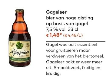 Promotions Gageleer bier van hoge gisting op basis van gagel - Gageleer - Valide de 05/10/2016 à 01/11/2016 chez Bioplanet