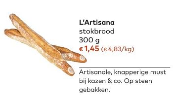 Promoties L`artisana stokbrood - L'Artisana - Geldig van 05/10/2016 tot 01/11/2016 bij Bioplanet