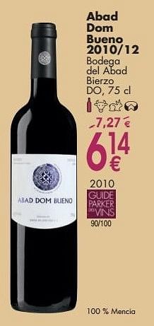 Promoties Abad dom bueno 2010-12 bodega del abad bierzo - Rode wijnen - Geldig van 03/10/2016 tot 31/10/2016 bij Cora
