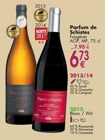 Promotions Parfum de schistes faugères - Vins rouges - Valide de 03/10/2016 à 31/10/2016 chez Cora