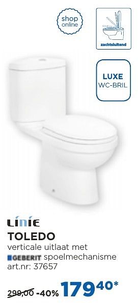 Promoties Toledo staande toiletten - Linie - Geldig van 04/10/2016 tot 29/10/2016 bij X2O
