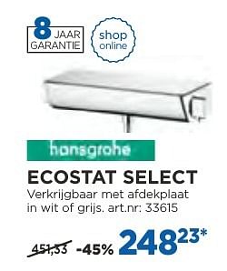 Promoties Ecostat select thermostatische douchekranen - Hansgrohe - Geldig van 04/10/2016 tot 29/10/2016 bij X2O