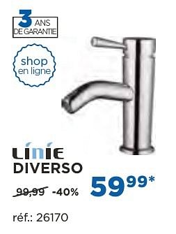 Promotions Diverso robinets de lavabo - Linie - Valide de 04/10/2016 à 29/10/2016 chez X2O