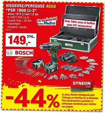 Promotions Bosch visseuse-perceuse accu psr 1800 li-2 - Bosch - Valide de 12/10/2016 à 23/10/2016 chez Hubo