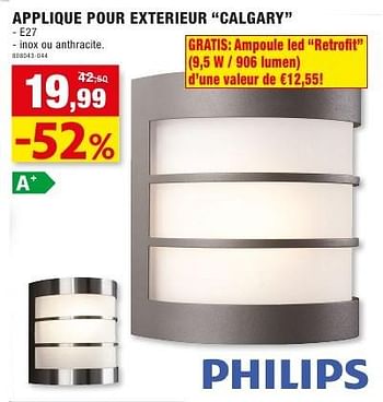 Promotions Applique pour exterieur calgary - Philips - Valide de 12/10/2016 à 23/10/2016 chez Hubo