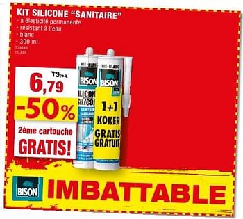 Promoties Kit silicone sanitaire - Bison - Geldig van 12/10/2016 tot 23/10/2016 bij Hubo