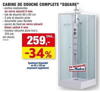 Promoties Cabine de douche complete square - Aqualine - Geldig van 12/10/2016 tot 23/10/2016 bij Hubo
