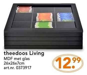 Promoties Theedoos living mdf met glas - Huismerk - Blokker - Geldig van 10/10/2016 tot 23/10/2016 bij Blokker
