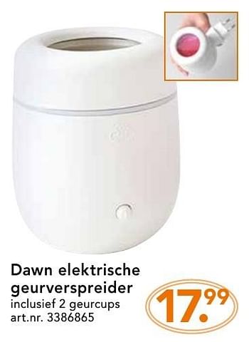 Promoties Dawn elektrische geurverspreider - Huismerk - Blokker - Geldig van 10/10/2016 tot 23/10/2016 bij Blokker