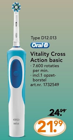 Promoties Oral-b vitality cross action basic d12.013 - Oral-B - Geldig van 10/10/2016 tot 23/10/2016 bij Blokker