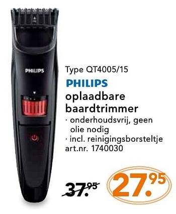 Promotions Philips baardtrimmer qt4005-15 - Philips - Valide de 10/10/2016 à 23/10/2016 chez Blokker