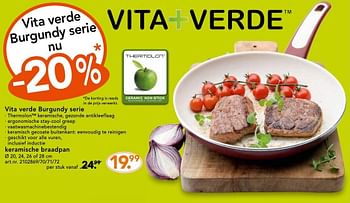 Promotions Braadpan met keramische antikleeflaag - Vita Verde - Valide de 10/10/2016 à 23/10/2016 chez Blokker
