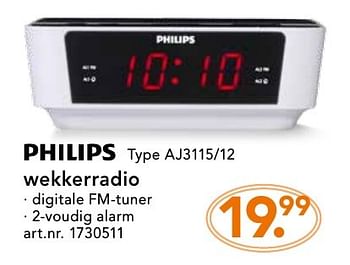 Promoties Philips wekkerradio aj3115-12 - Philips - Geldig van 10/10/2016 tot 23/10/2016 bij Blokker