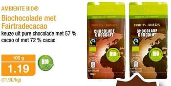 Promoties Biochocolade met fairtradecacao - Ambiente - Geldig van 12/10/2016 tot 19/10/2016 bij Aldi