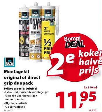 Promoties Montagekit original of direct grip duopack - Bison - Geldig van 19/10/2016 tot 24/10/2016 bij Gamma