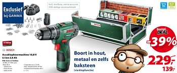 Promotions Bosch accuklopboormachine 10,8 v li-ion 2,0 ah psb 10,8 li-2 toolbox - Bosch - Valide de 19/10/2016 à 24/10/2016 chez Gamma