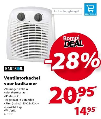 Promoties Handson ventilatorkachel voor badkamer - Handson - Geldig van 19/10/2016 tot 24/10/2016 bij Gamma