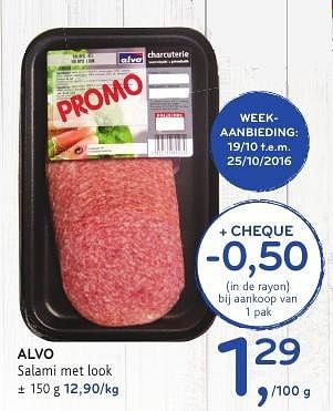 Promoties Alvo salami met look - Huismerk - Alvo - Geldig van 19/10/2016 tot 01/11/2016 bij Alvo